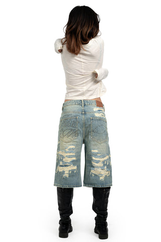 Distressed Jorts Light Wash