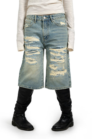 Distressed Jorts Light Wash
