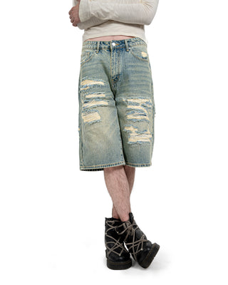 Distressed Jorts Light Wash